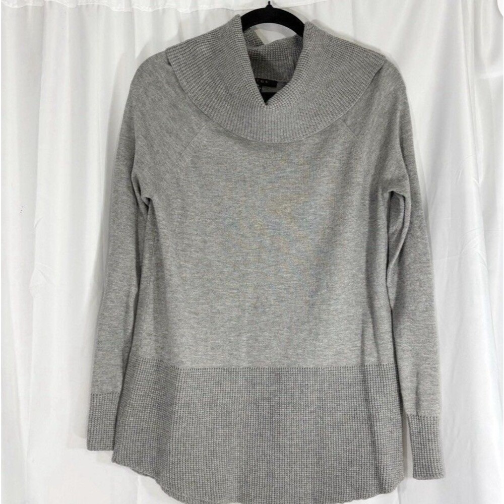 Cyrus Rayon Blend Cowl Neck Knit Pullover Sweater Gray Women's M PTP:18
